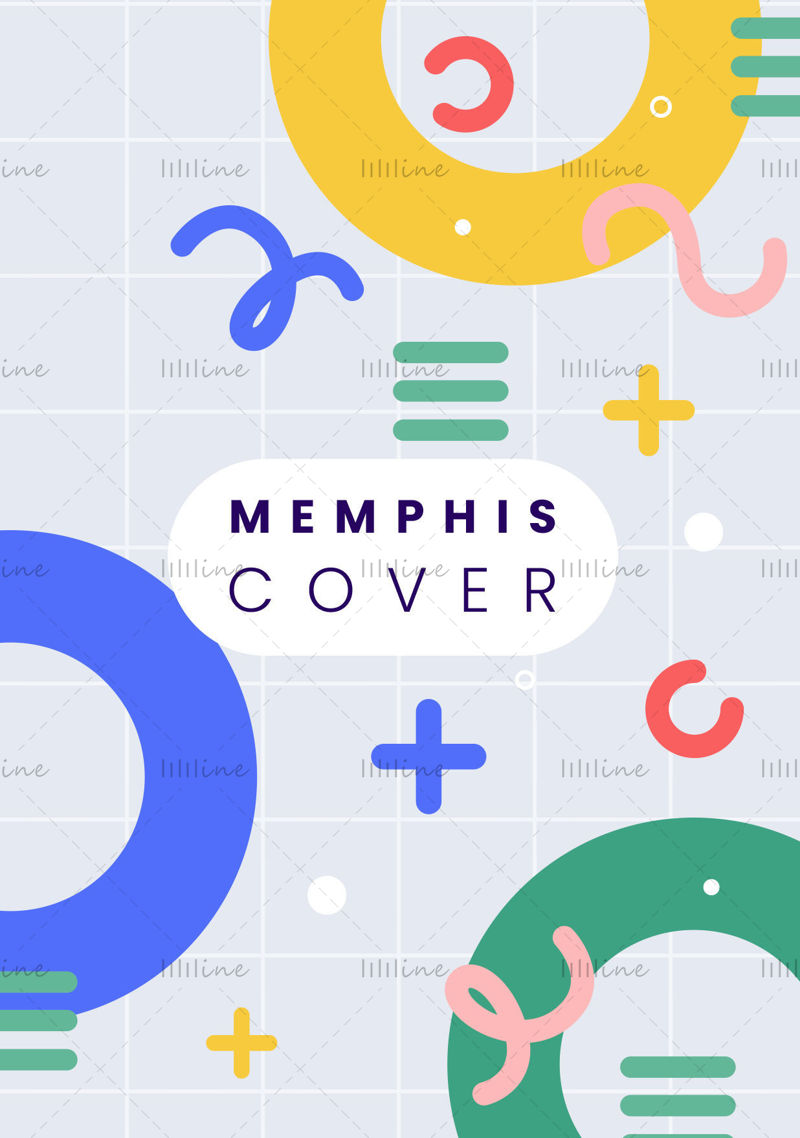 Colorful Memphis style vector poster cover