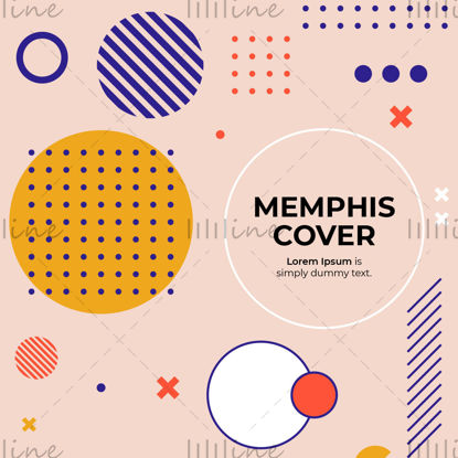 Orange yellow memphis style vector cover poster