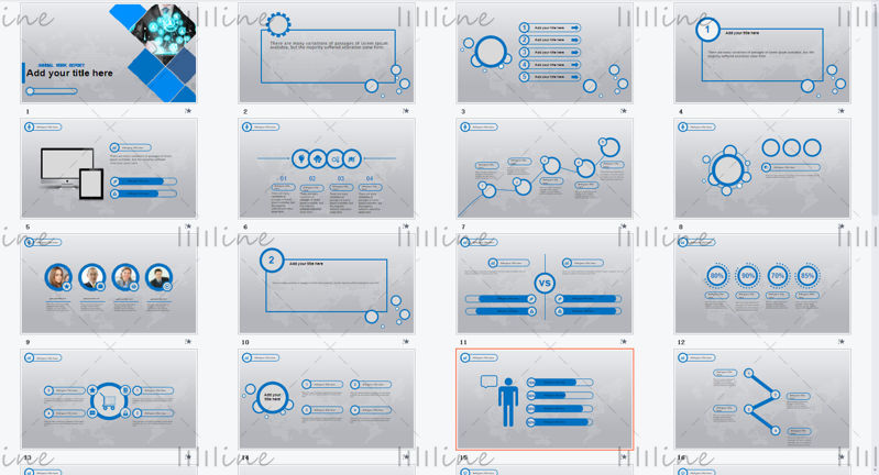 Blauwe cirkel thema ppt eenvoudige sjabloon