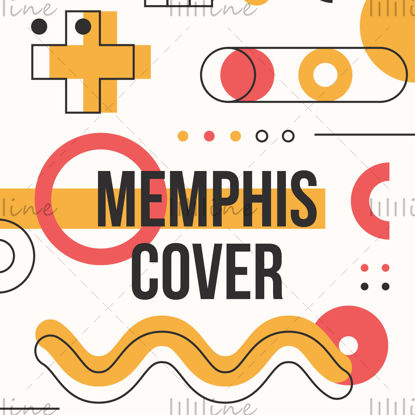 Yellow Memphis style orange vector cover poster