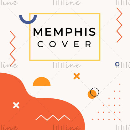 Red green yellow memphis style vector cover poster