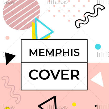 Pink blue memphis style vector cover