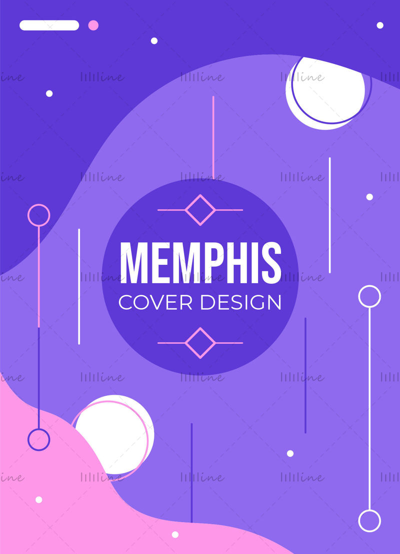 Purple Memphis style vector cover poster