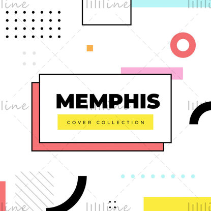 Flat Memphis style vector cover poster