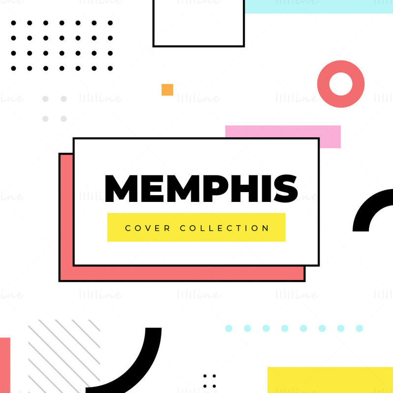Affiche de couverture de vecteur de style plat Memphis