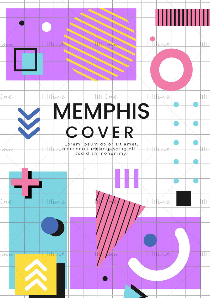 Fond d'affiche de couverture de vecteur de style memphis coloré géométrique