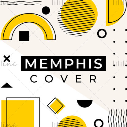 Yellow red blue geometric memphis abstract vector poster background