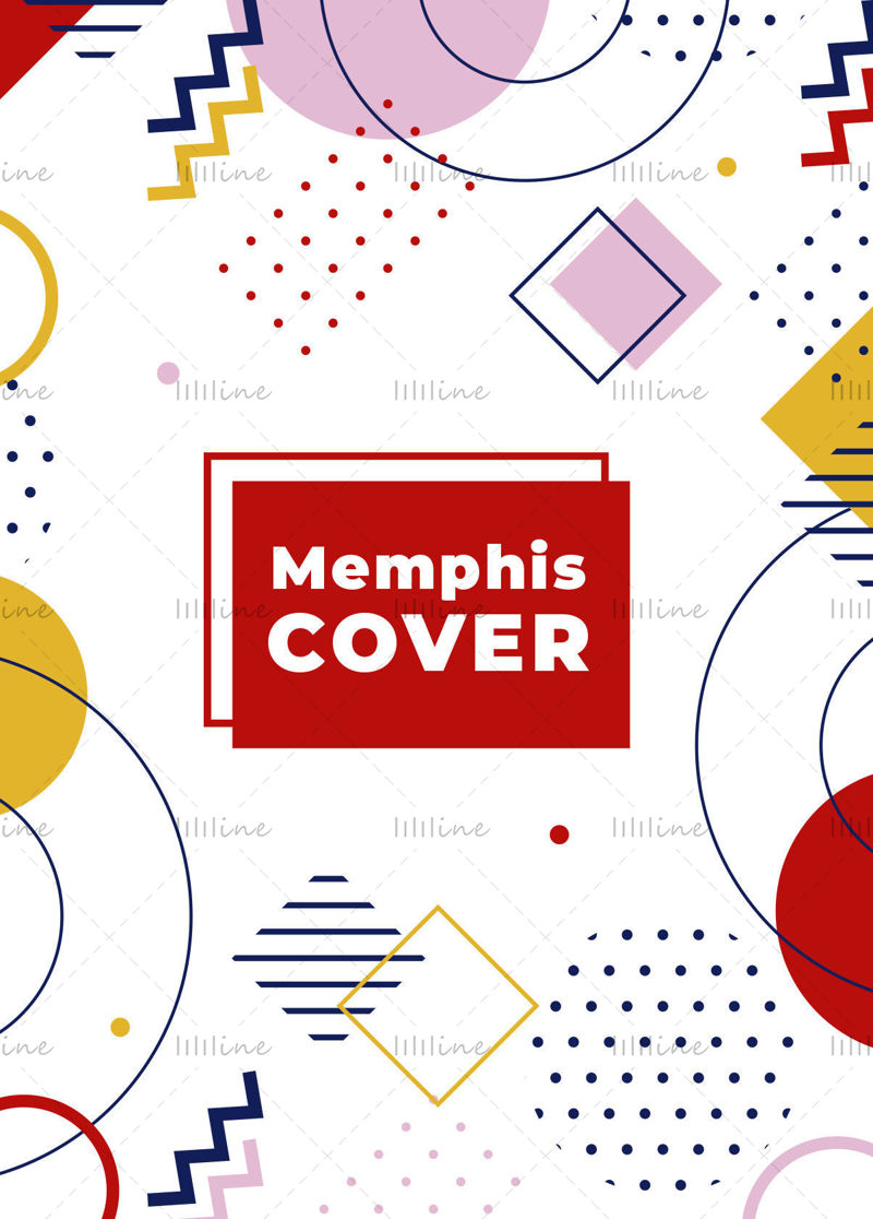 Couverture de vecteur coloré de conception de Memphis