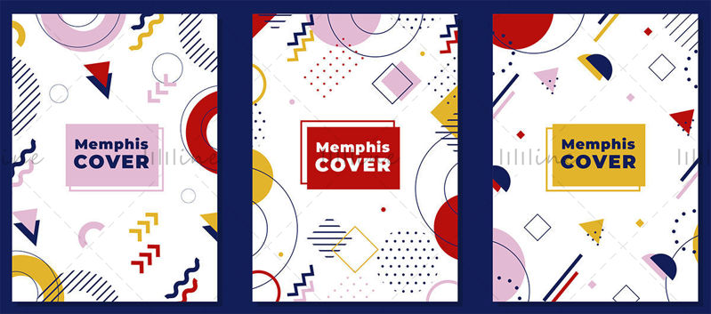 Couverture de vecteur coloré de conception de Memphis
