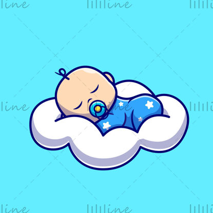 Cartoon sleeping baby vector