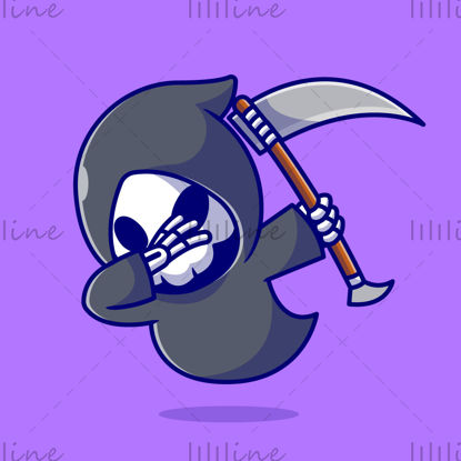 Cartoon Grim Reaper Ținând O coasă Ilustrație vectorială