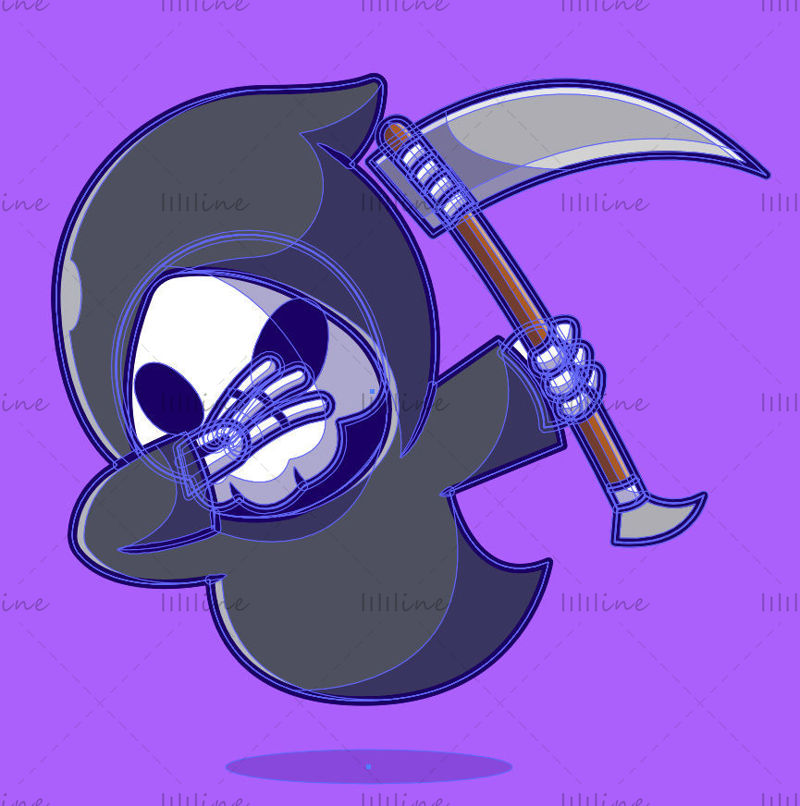 Cartoon Grim Reaper Holding A Scythe Vector Illustration