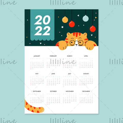 2022-es macska rajzfilm vektoros naptár