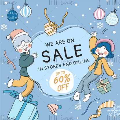 Cartoon christmas promotion vector poster