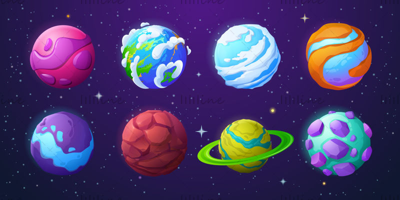 Cartoon universe planet vector
