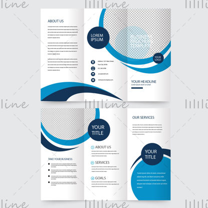 Kék vállalati brosúra háromszoros szórólap sablon