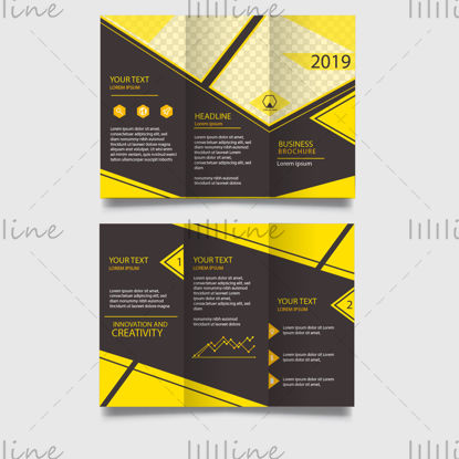 Yellow simple fashion tri-folding vector brochure