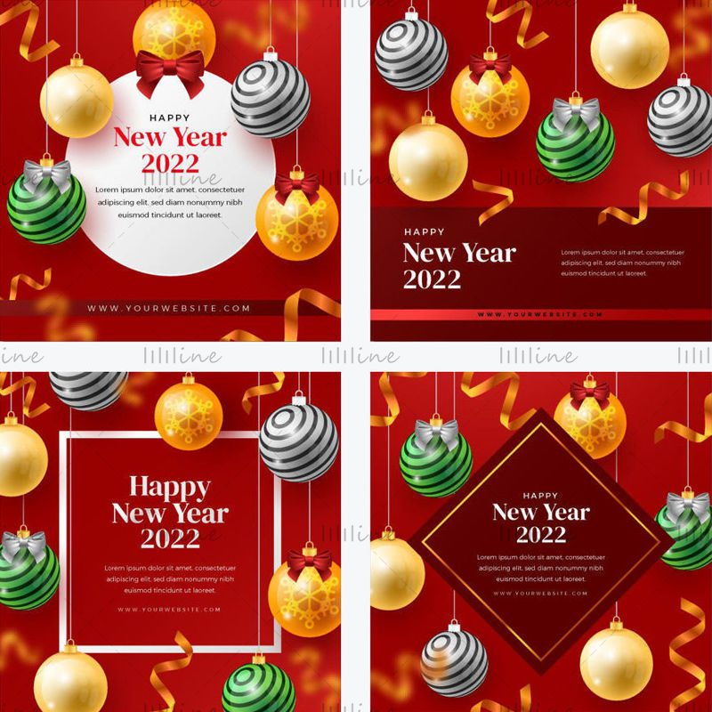 2022 happy new year vector poster