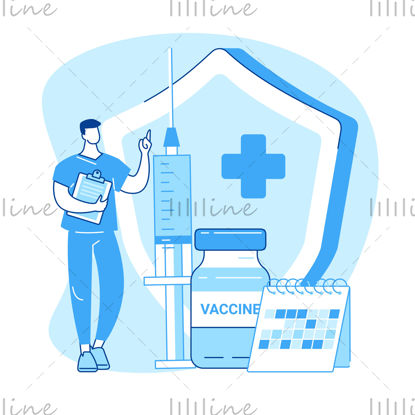 Ilustrație vectorială de vaccinare cu injecție de vaccin