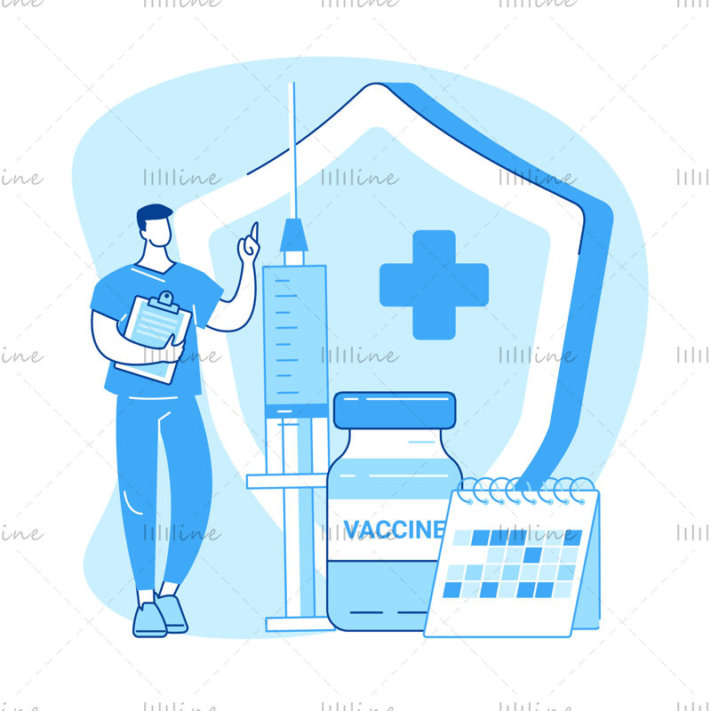 Vaccin injectie injector vaccinatie vectorillustratie