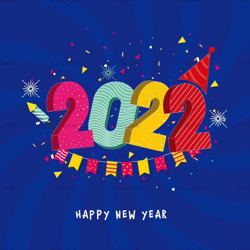 Mutlu yeni yıl vektör metin tasarımı