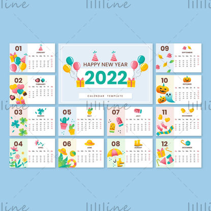 2022 újévi naptár vektor