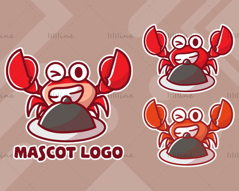 Cat crab little girl cartoon character mascot vector