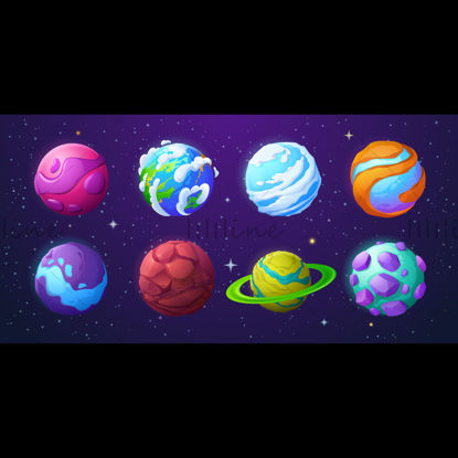 Cartoon universe planet vector
