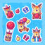 Christmas cartoon reindeer vector stickers