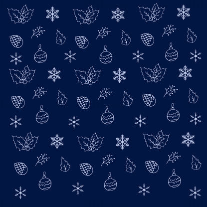 Modelli di agrifoglio e fiocco di neve per le vacanze. motivi celesti su sfondo blu scuro con motivi natalizi