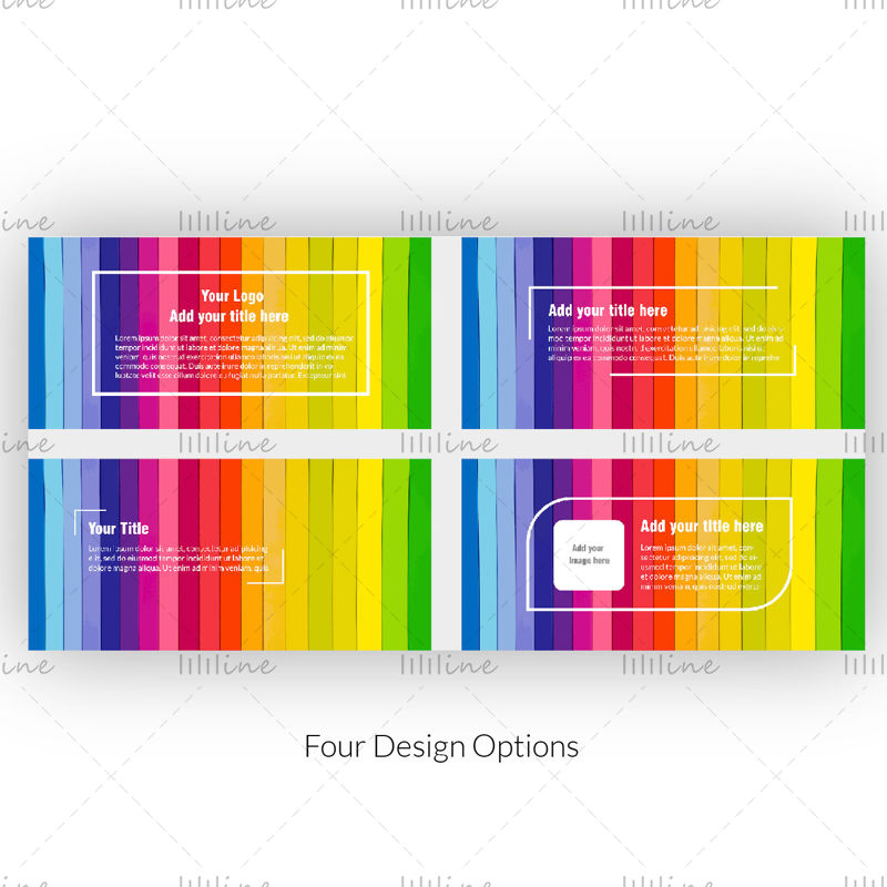 Linii curcubeu fundal colorat cu casete de text cadre citate Ilustrație vector bannere afișe carduri