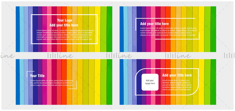 レインボーラインカラフルな背景テキストボックスフレーム引用符イラストベクトルバナーポスターカード