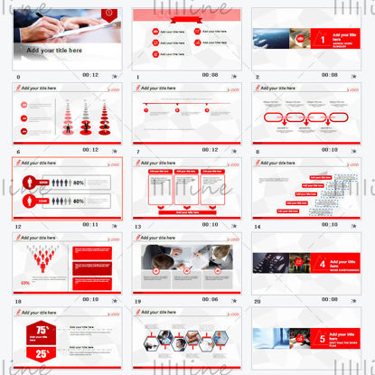 Pure red and white theme ppt simple template