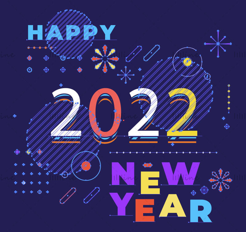 2022 new year trend pattern vector material
