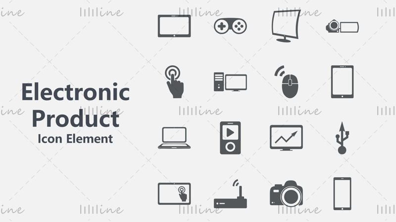 Electronic product element color vector icon pptx format combination