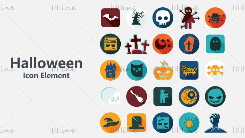 Halloween element color vector icon ppt format combination icon