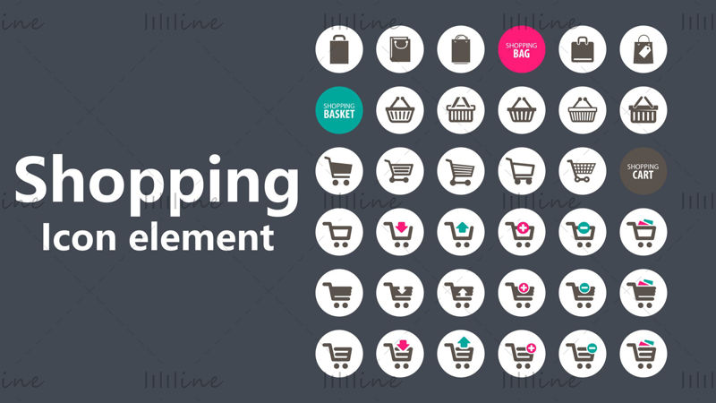 Shopping element color vector icon ppt format combination icon
