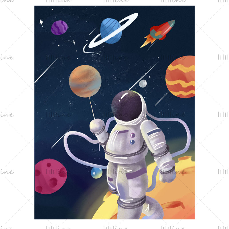 illustration of spaceman galaxy exploration cartoon astronaut universe outer  space