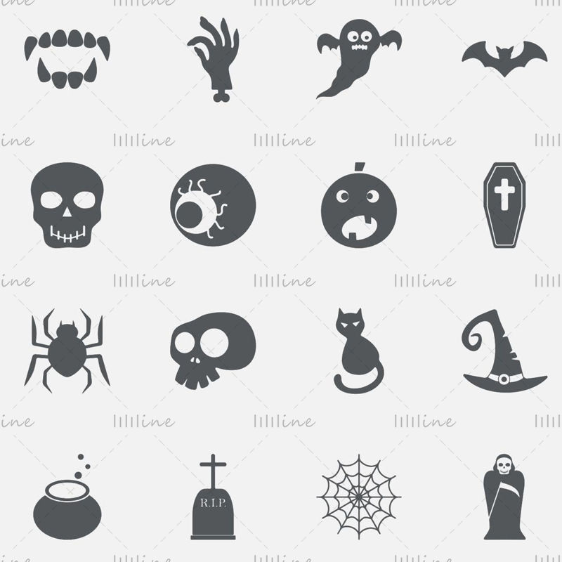Halloween element color vector icon ppt format combination