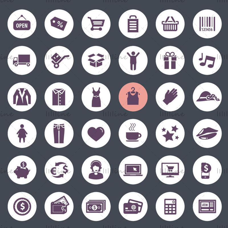 Shopping element color vector icon ppt format combination