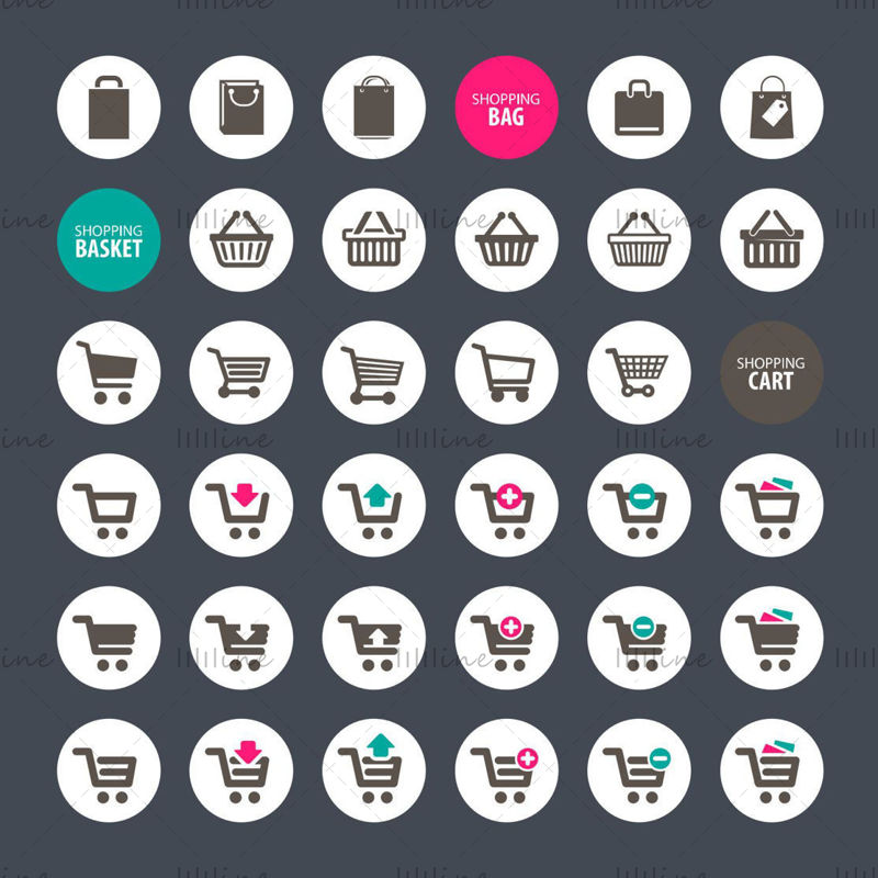 Shopping element color vector icon ppt format combination icon