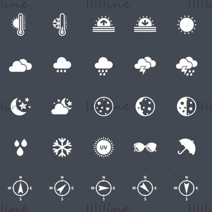 Weather element color vector icon ppt format combination