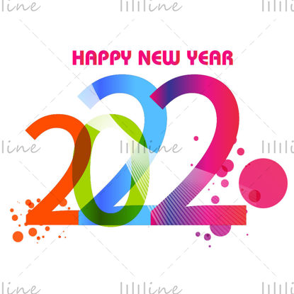 Grafica di design di felice anno nuovo 2022 Carattere vettoriale colorato dei cartoni animati