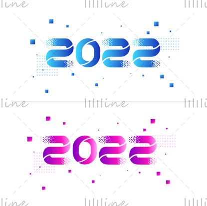 Grafică de proiectare a Anului Nou Fericit 2022 2023 Desen animat și font vector colorat