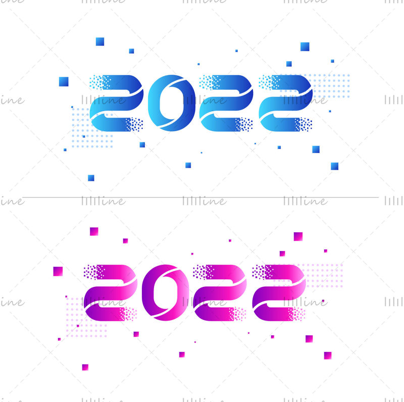Design Graphics of Happy New Year 2022 2023 Dessin animé et police vectorielle colorée