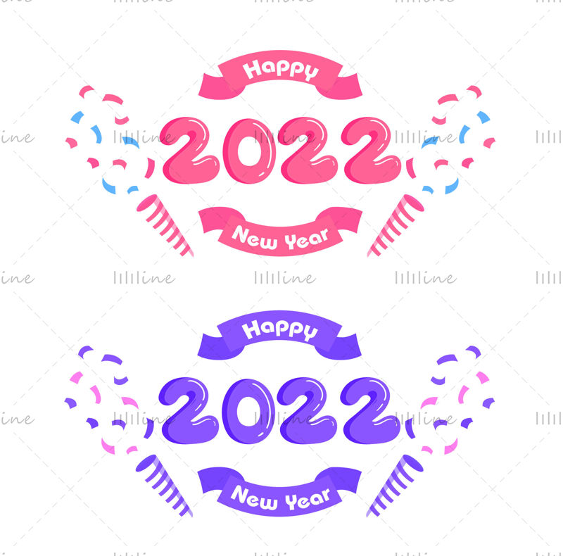 Design Graphics Happy New Year Cartoon and colorful vector font