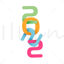 Design Graphics of Happy New Year Cartoon and colorful vector font 2022