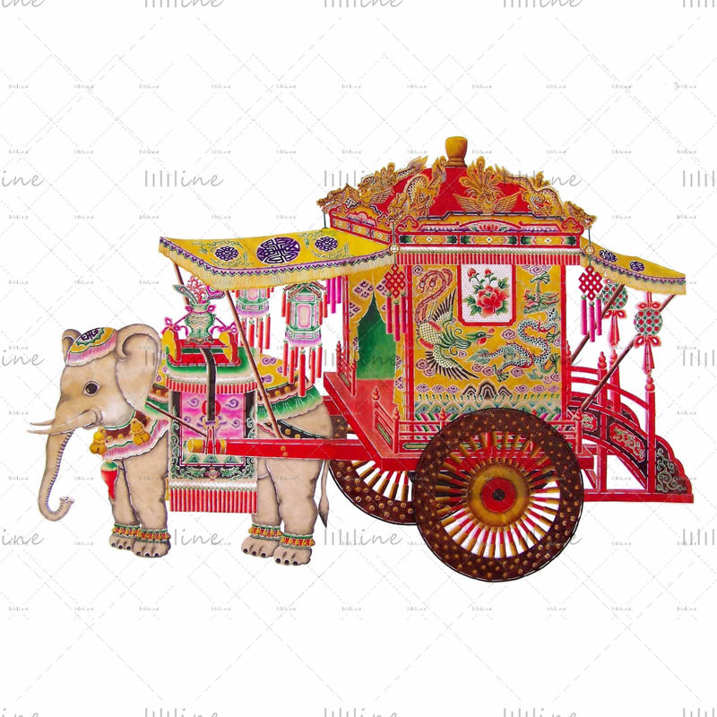 V kitajskem slogu senčna lutkovna umetnost slon, ki vleče limuzina, brez blazine HD