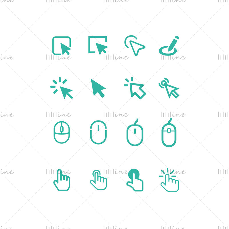 AI vektor egér ujj kattintással ikon dekoratív minta logó