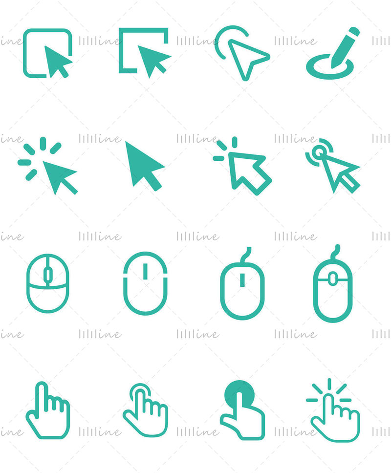 AI vector mouse finger click icon decorative pattern logo